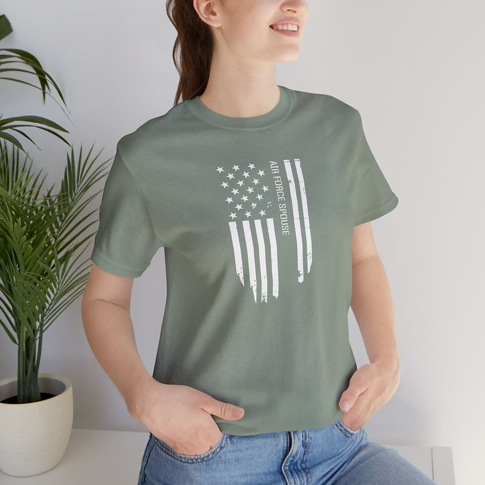 Thumbnail: Patriotic Distressed Flag & Military Spouse Tee Unisex Jersey Short Sleeve Shirt