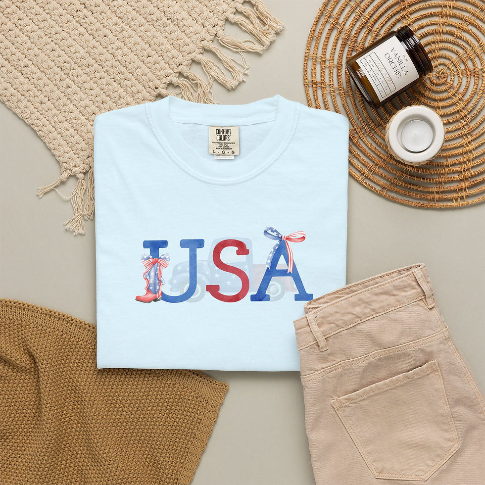 Thumbnail: USA Floral Graphic T-Shirt — Patriotic Red White Blue Tee