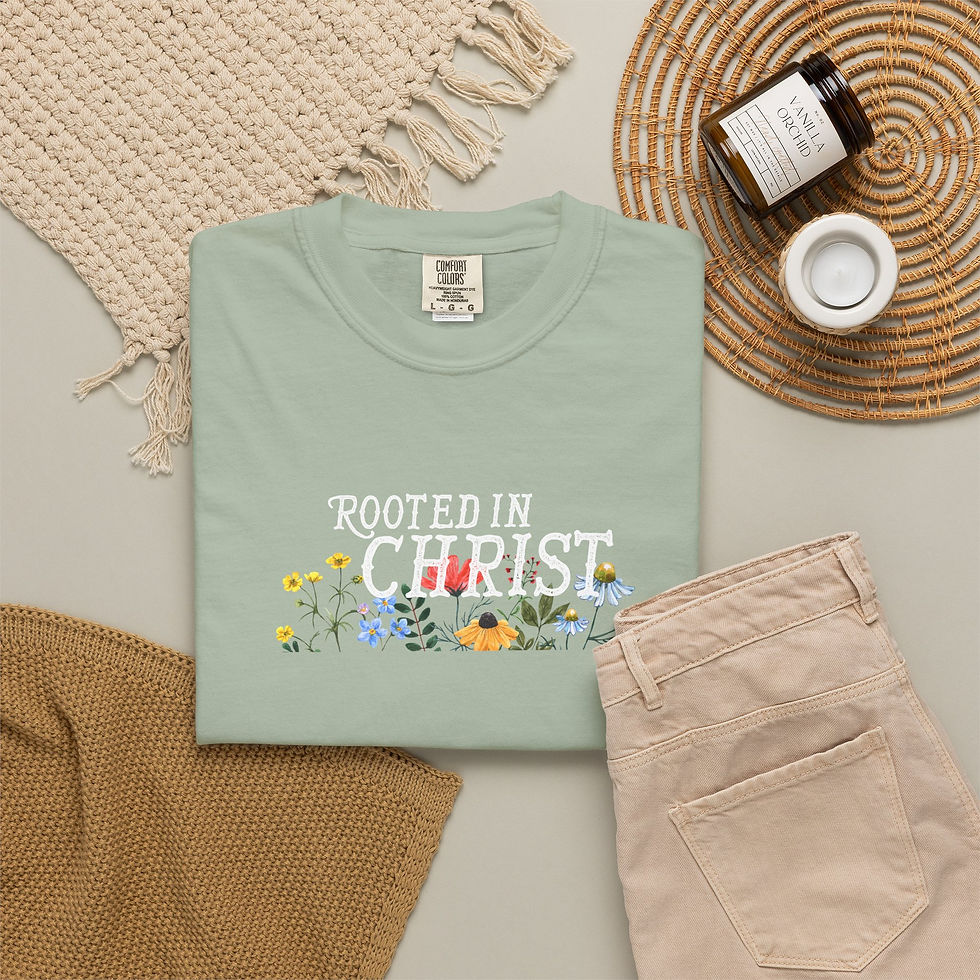 Thumbnail: Rooted in Christ T-Shirt — Floral Christian Faith Tee