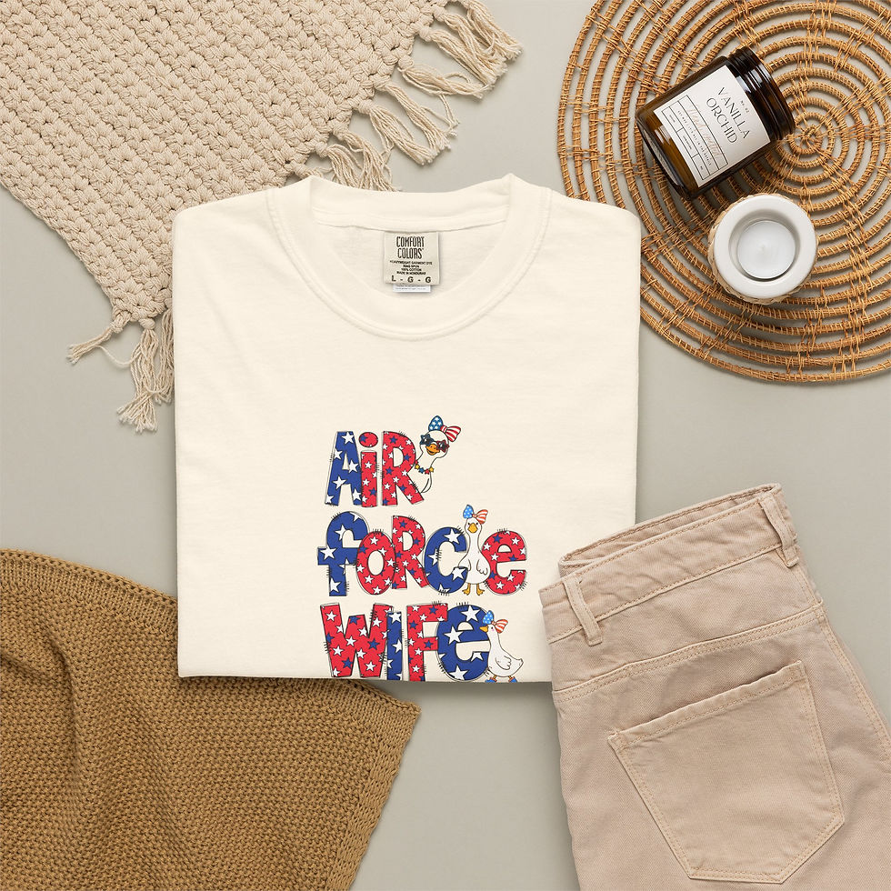Thumbnail: Air Force Wife Silly Goose Tee — Patriotic Floral Military Support T-Shirt