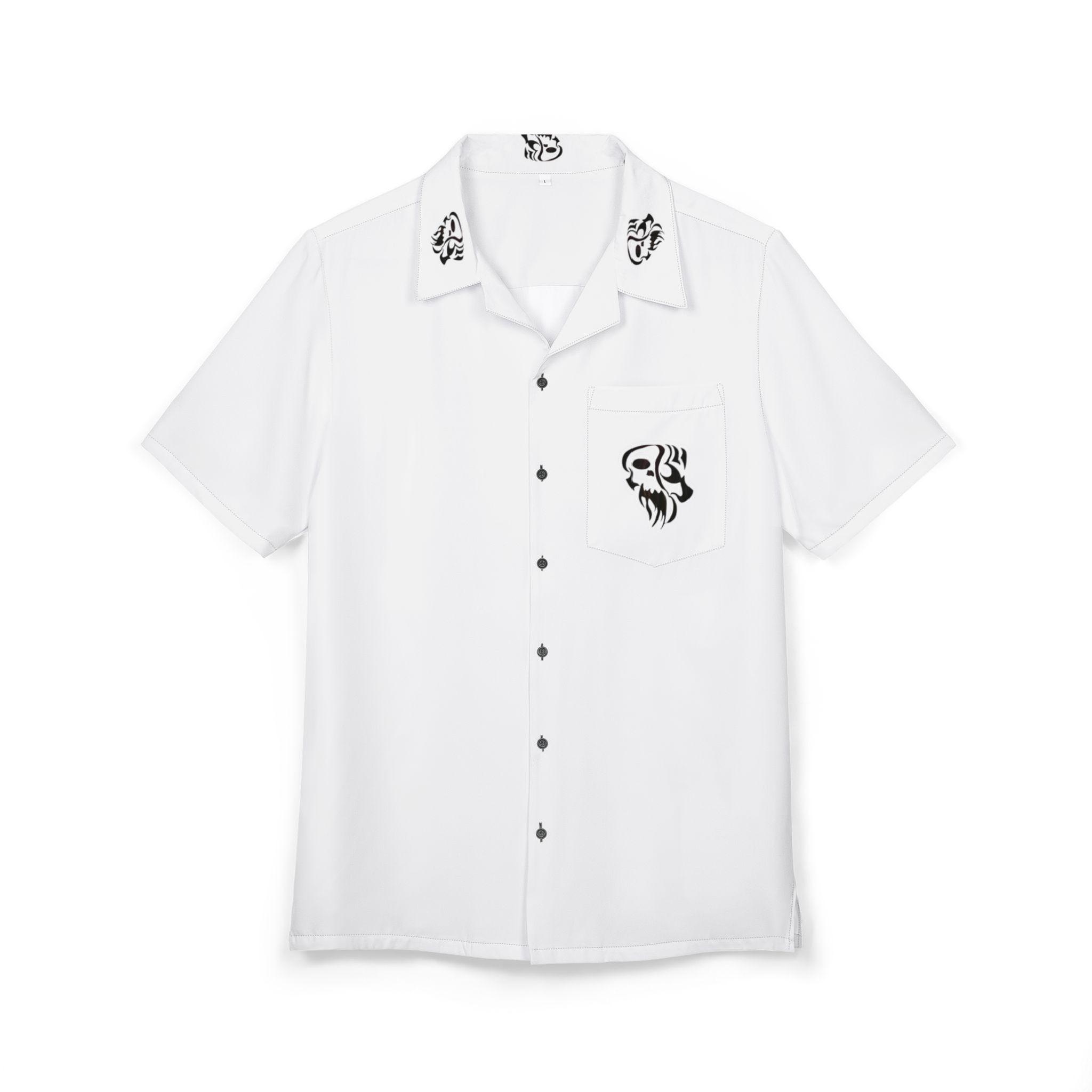 Tropical Vibes Fading Skull Unisex Hawaiian Button-Down Shirt,