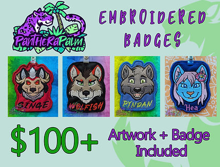 $100+ Embroidered Badge commissions. Artwork + Badge included.