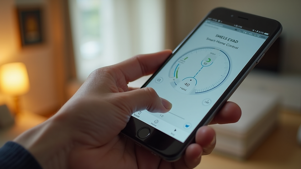 Close-up view of a smartphone displaying a smart home control app