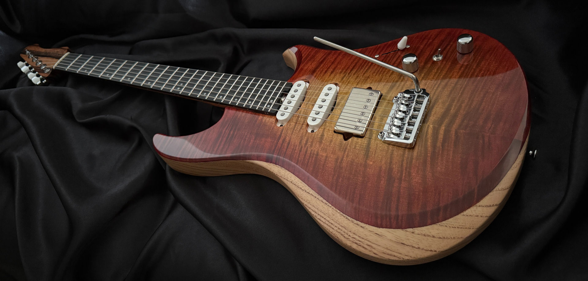 custom guitar with flame maple top