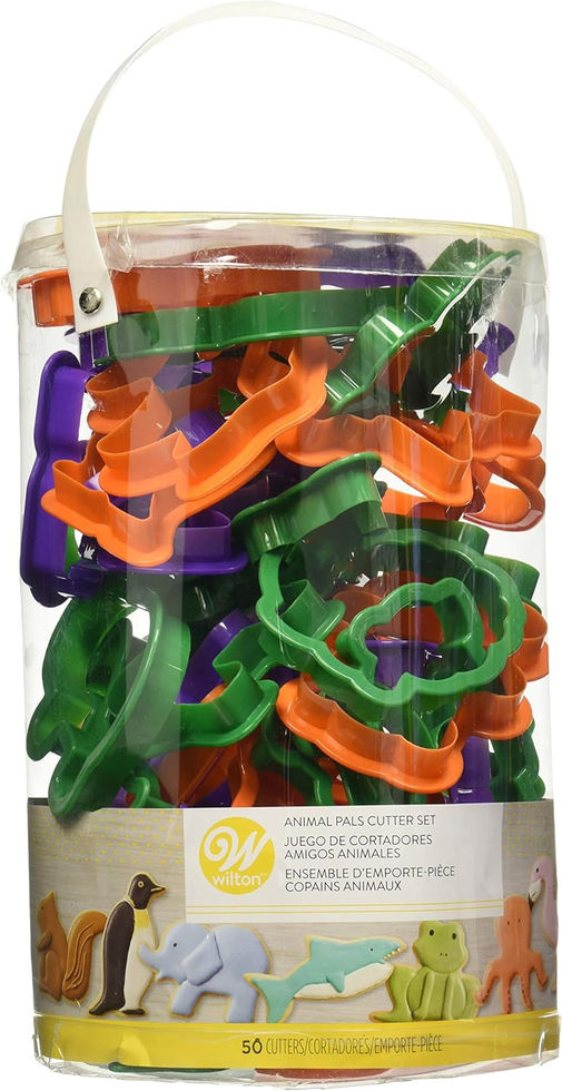 Wilton 50-Piece Animal Cookie Cutter Set Plastic Front View