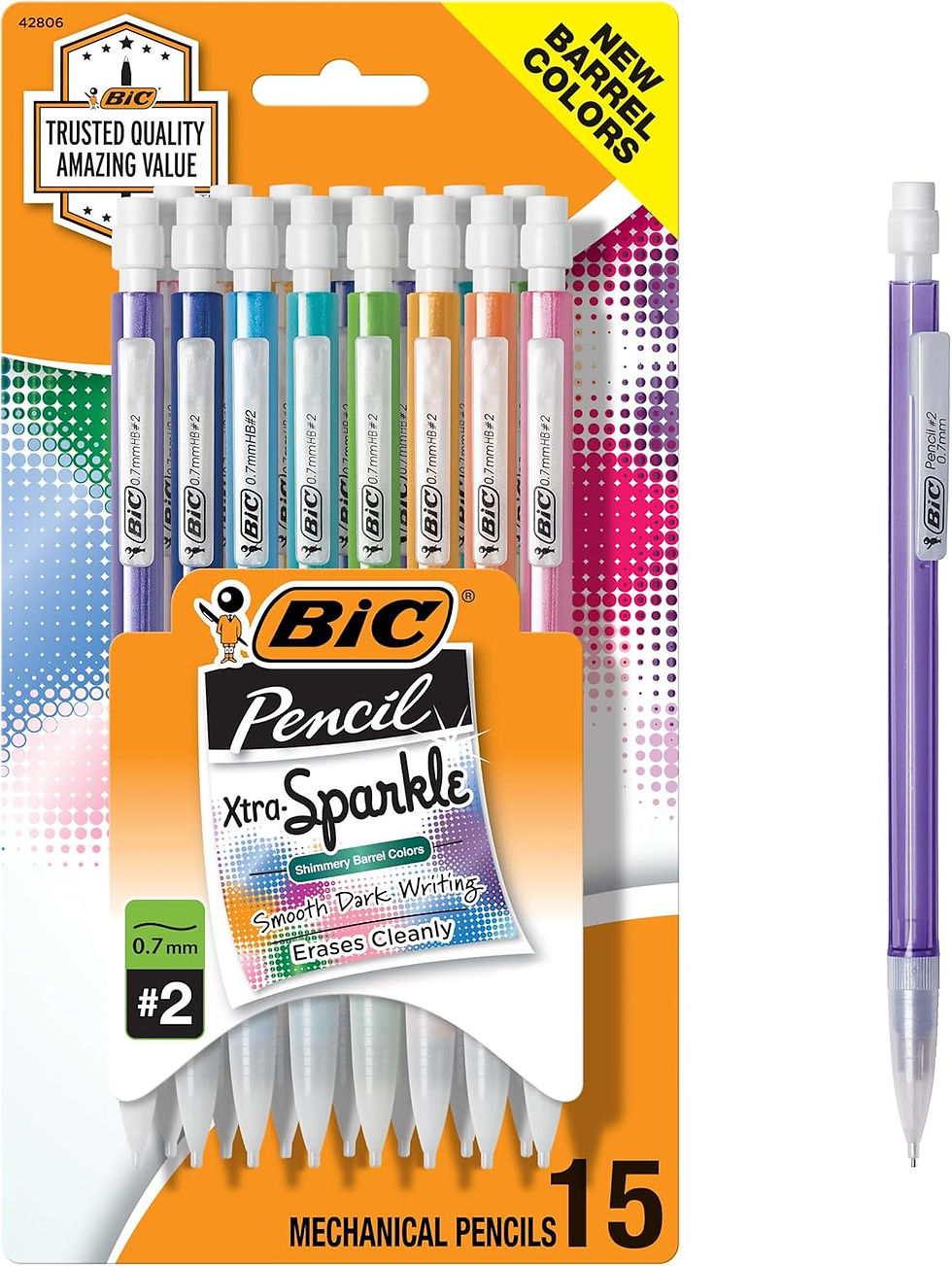 BIC Xtra-Sparkle Mechanical Pencils 15-Count Pack Front View