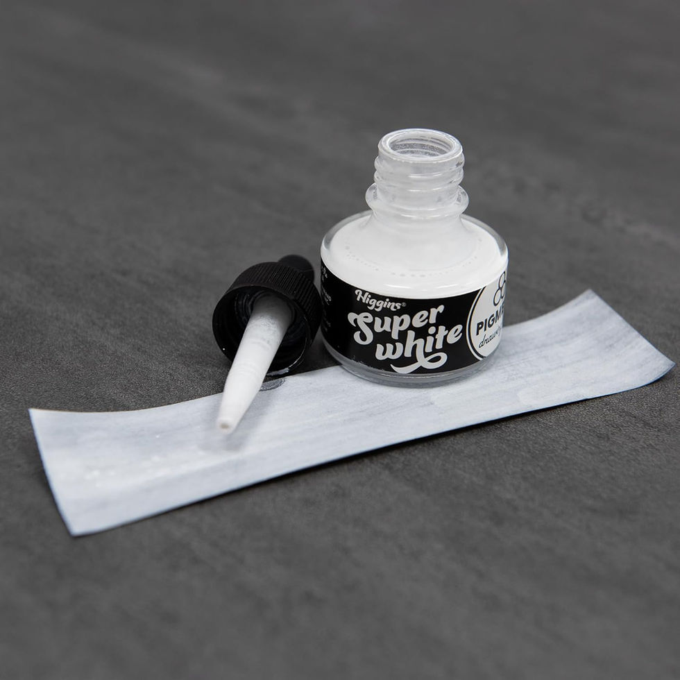 Higgins White Ink 1 oz Bottle with Dropper for Artists and Students Side Angle