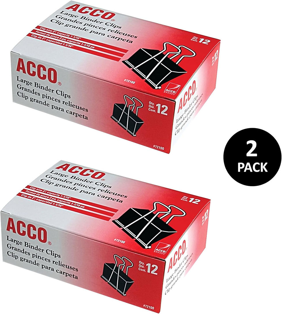 ACCO Binder Clips 24 Large Clips Top Angle Office Organization