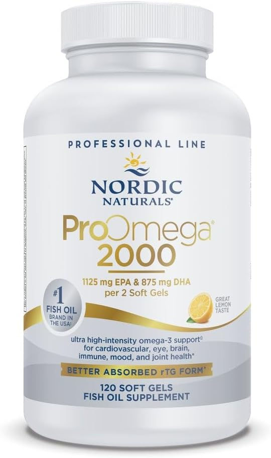 Nordic Naturals ProOmega 2000 Lemon Flavor 120 Soft Gels Front Bottle View
