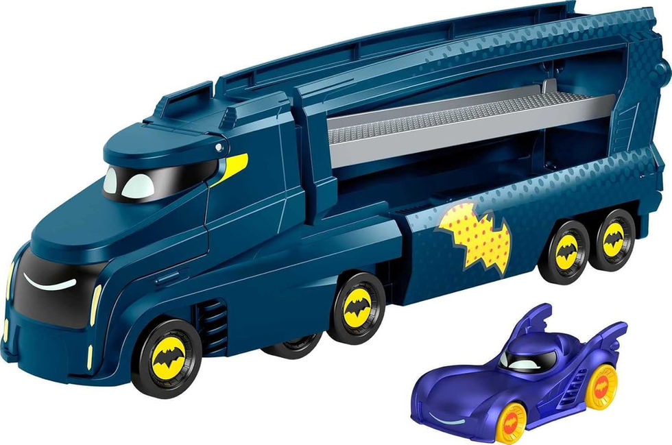 Fisher-Price DC Batwheels Toy Hauler and Bam The Batmobile 1:55 Scale Diecast Car Front View