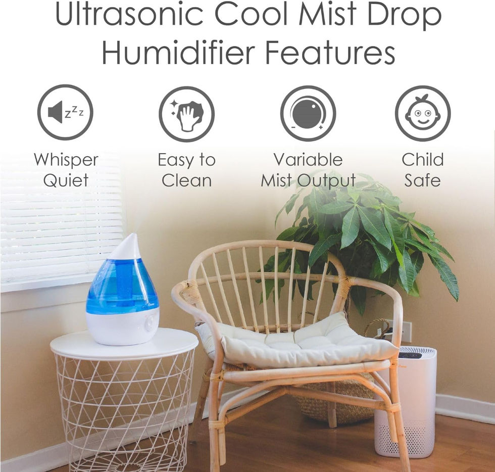 Crane Cool Mist Humidifier for Baby Nursery and Bedroom Side View