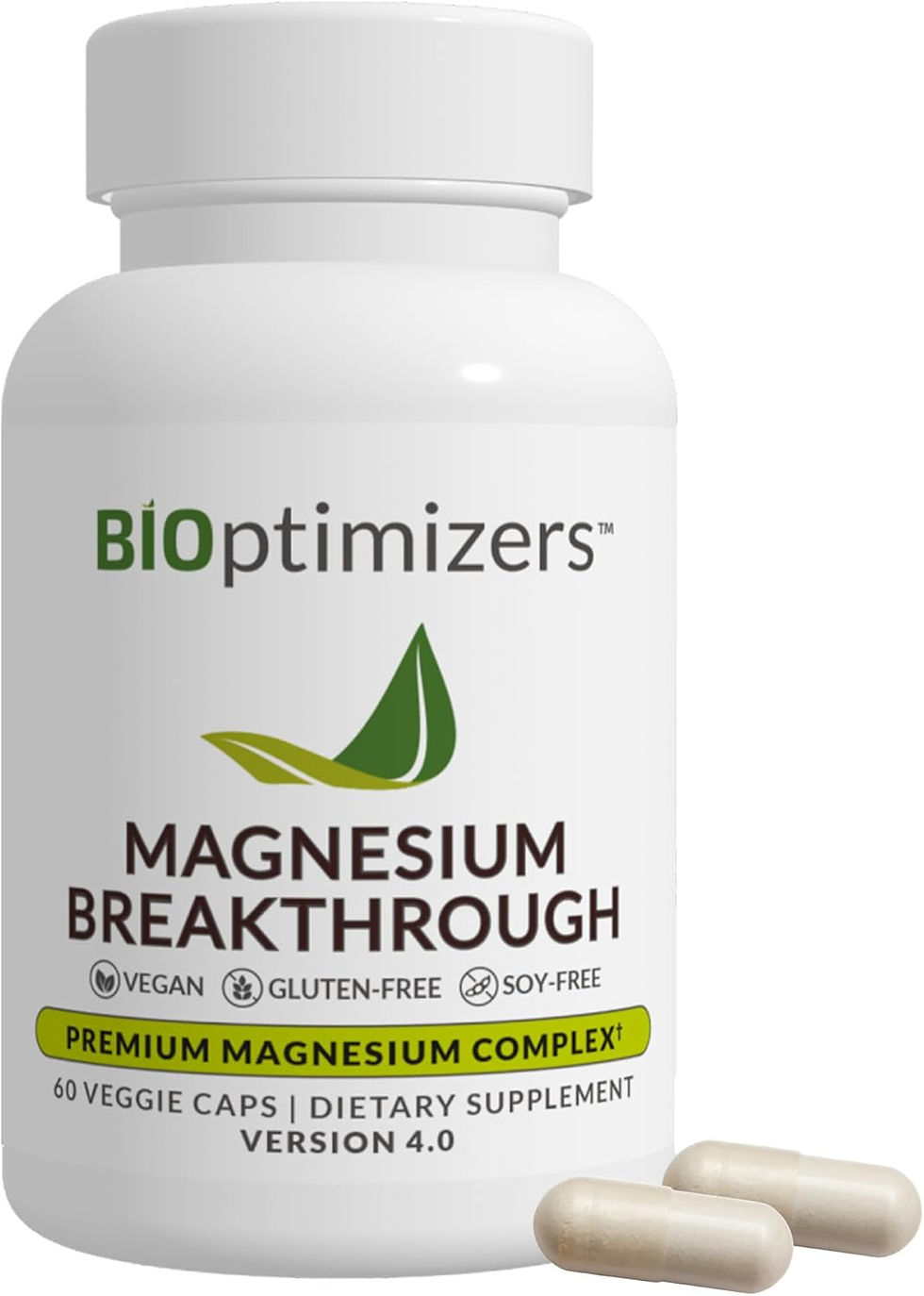 BIOptimizers Magnesium Breakthrough Complex 60 Capsules Bottle Front View