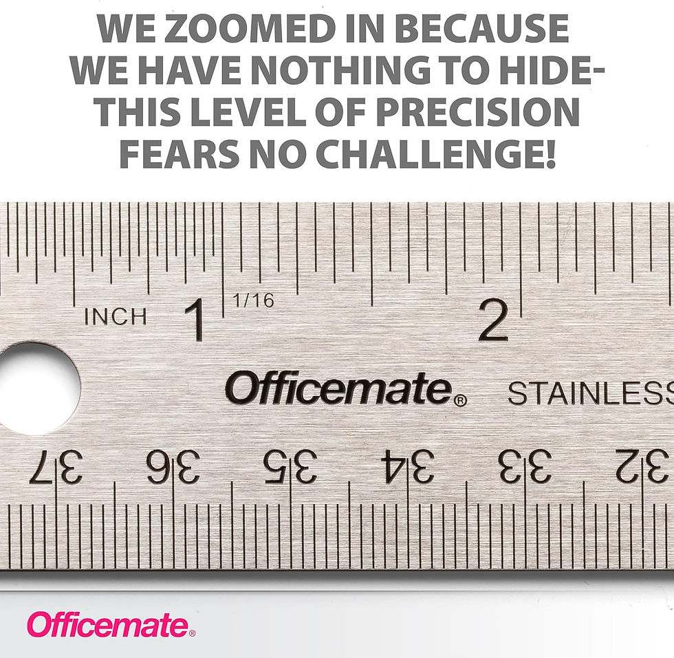 Officemate Stainless Steel Ruler with Cork Backing 15 Inch Close-Up
