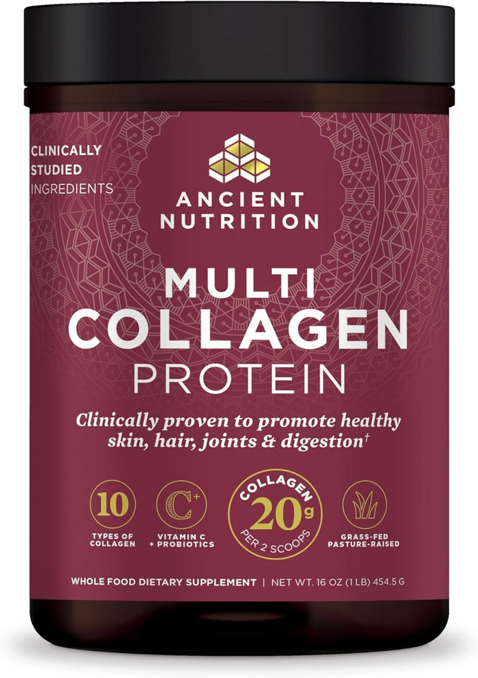 Ancient Nutrition Collagen Powder Protein with Probiotics 16oz Front View