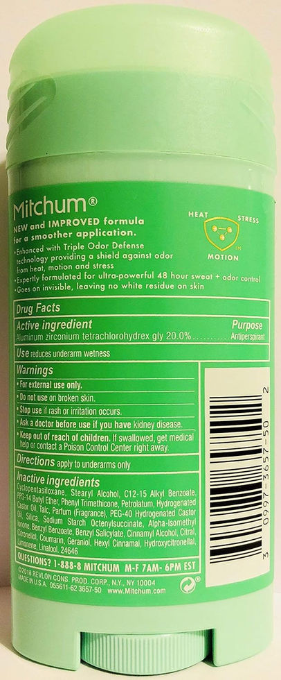 Mitchum Shower Fresh Deodorant Stick Close-Up Packaging View