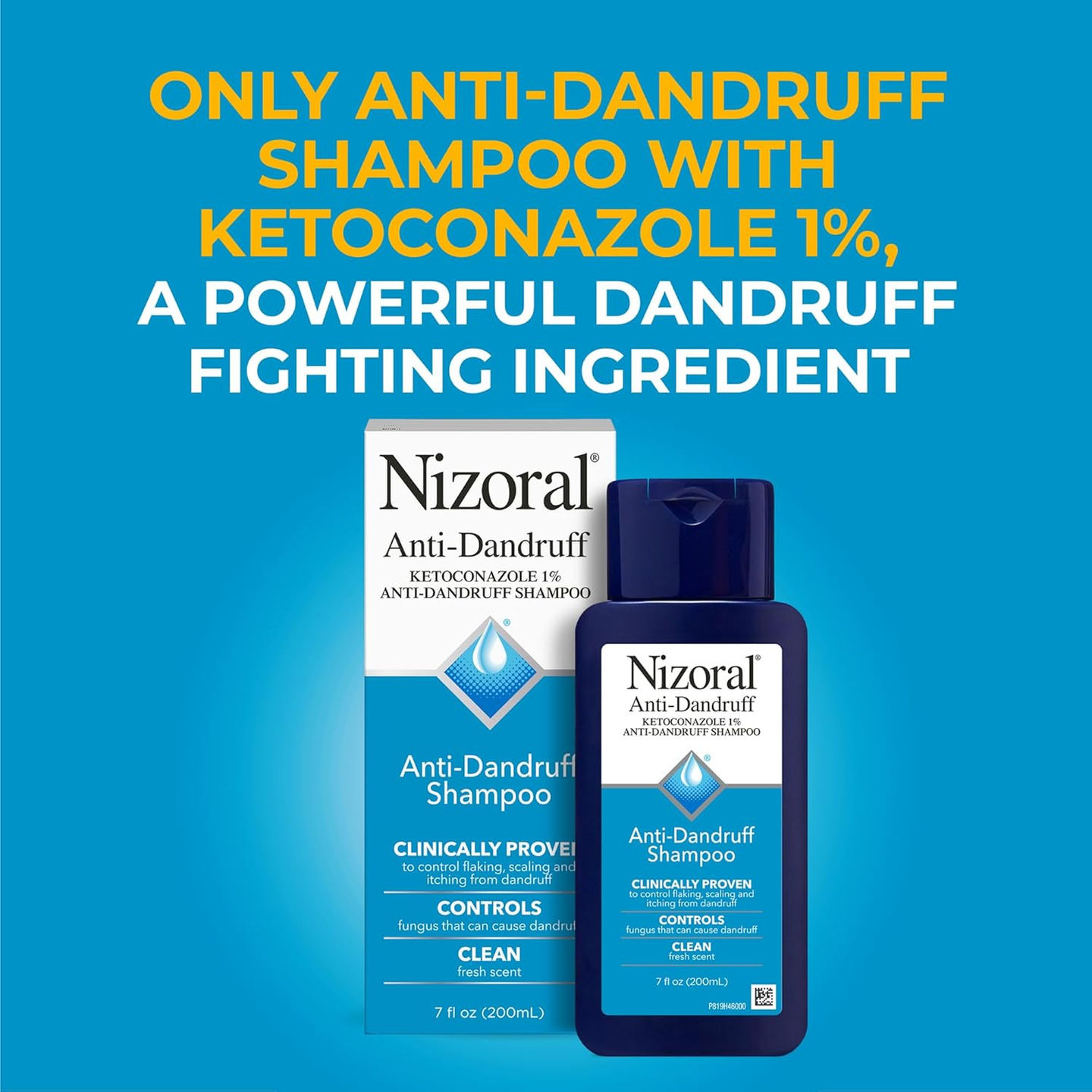 Nizoral 1% Ketoconazole Anti-Dandruff Shampoo 7 fl oz Side Angle