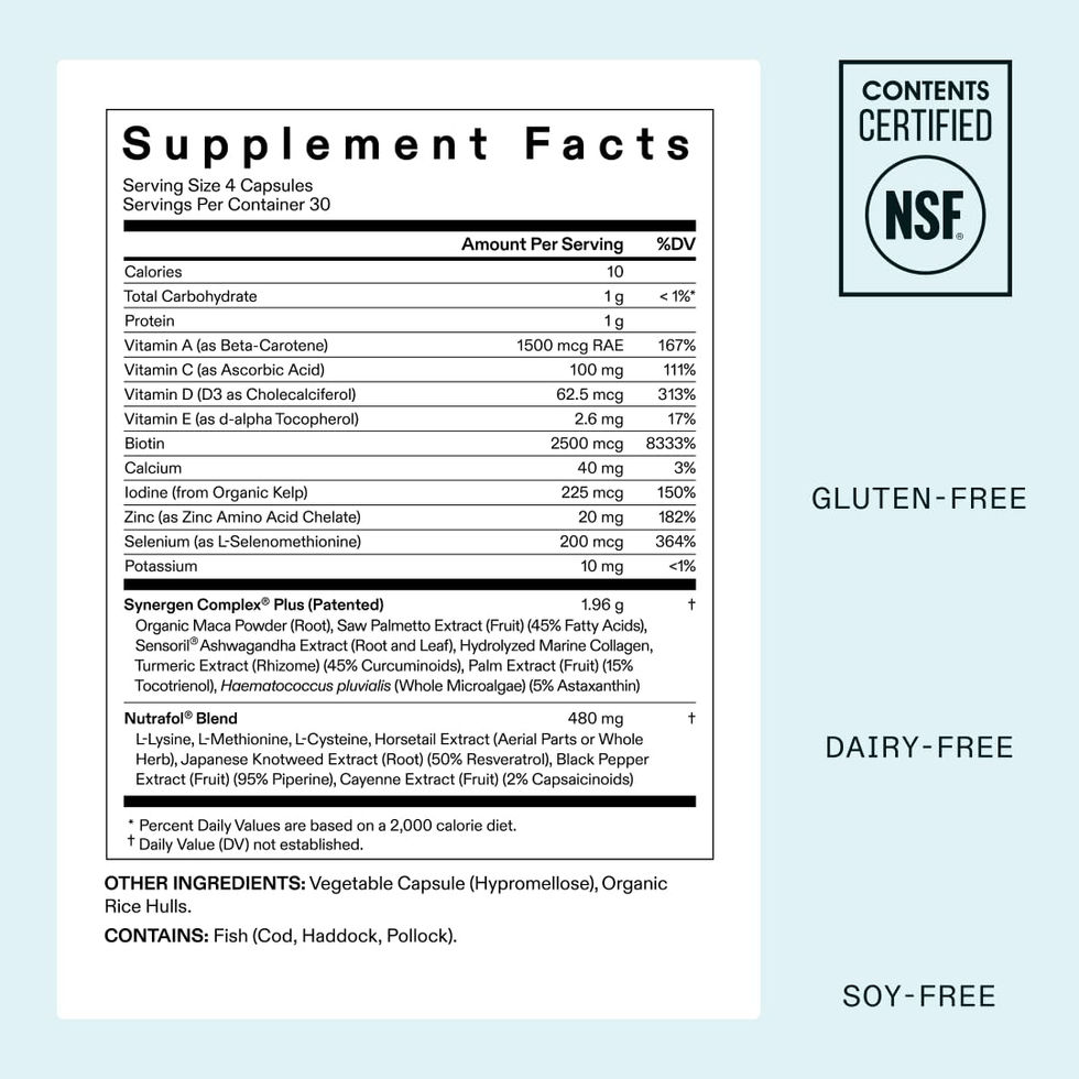 Nutrafol Women’s Balance Hair Growth Supplement – Side View with Label Details