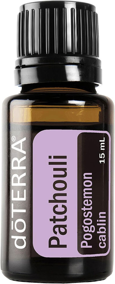 doTERRA Patchouli Essential Oil 15 mL Amber Bottle Front View