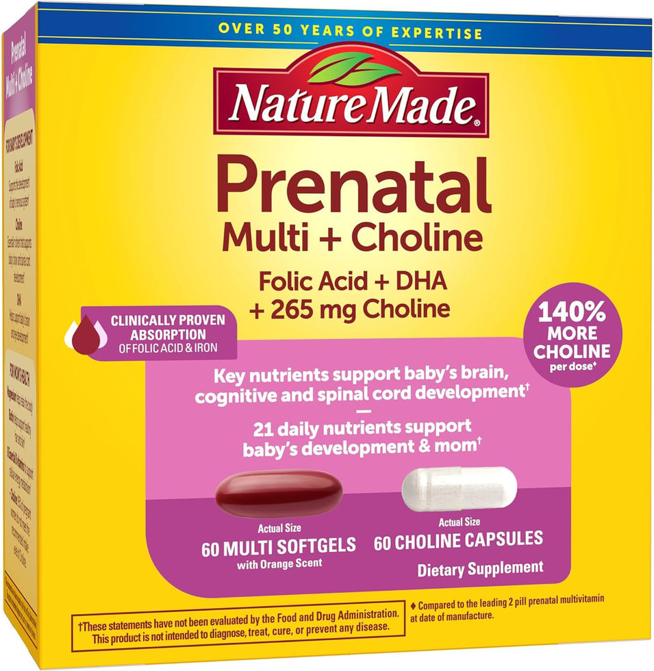 Nature Made Prenatal Vitamin Softgels + Choline Capsules 60 Day Supply Front View