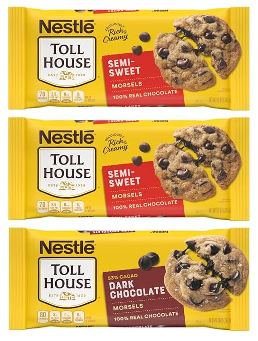 Nestlé Toll House Chocolate Chips Variety Pack 3 Bags Semi-Sweet and Dark Chocolate