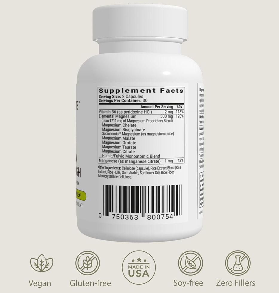BIOptimizers 7 Forms Magnesium Supplement Side Label View
