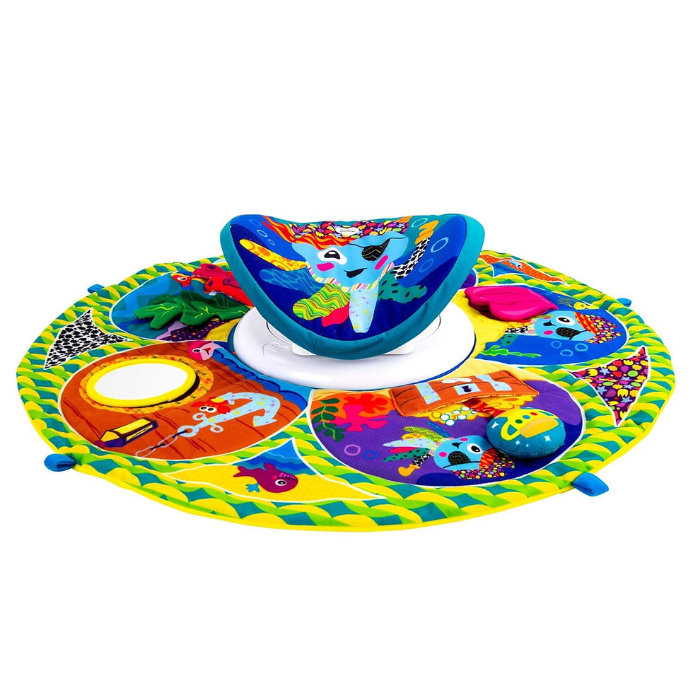 Spin & Explore Baby Tummy Time Play Mat with Rotating Platform and Colorful Creatures