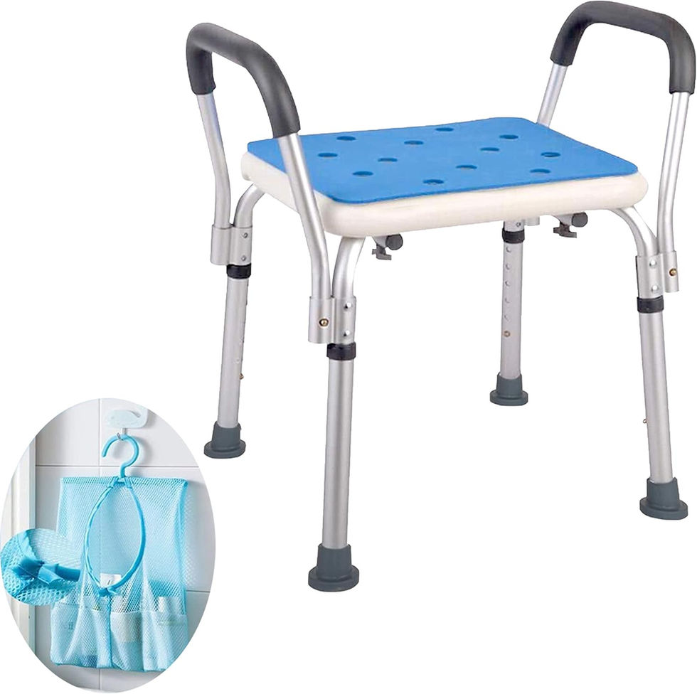 Medokare Adjustable Shower Chair with Padded Seat White Front View