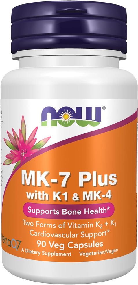 NOW Foods MK-7 Plus Vitamin K1 MK-4 Supplement 90 Veg Capsules Front Label
