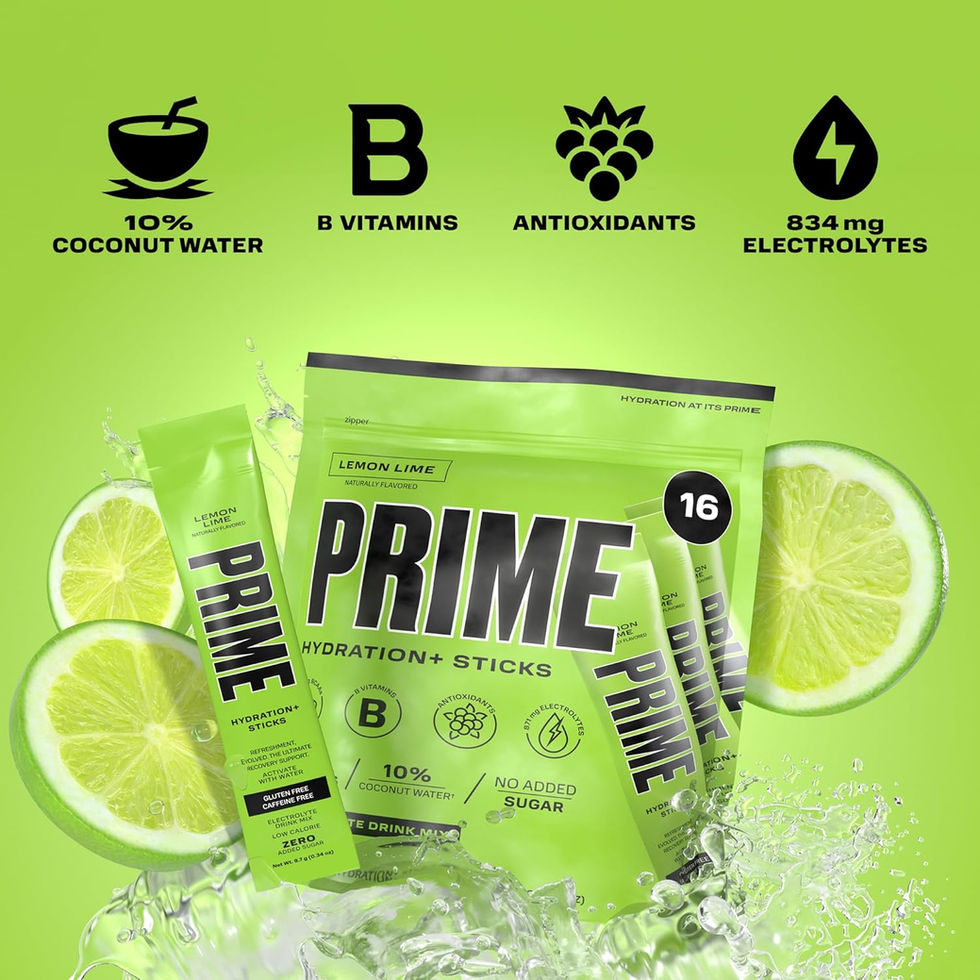 PRIME HYDRATION+ Sticks Lemon Lime Single Serve Hydration Powder Side Angle
