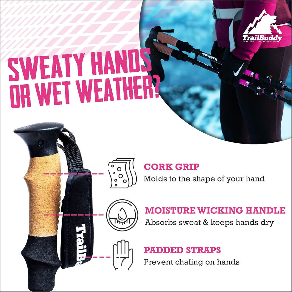 TrailBuddy Adjustable 7075 Aluminum Hiking Poles with Cork Handles and Tungsten Tips