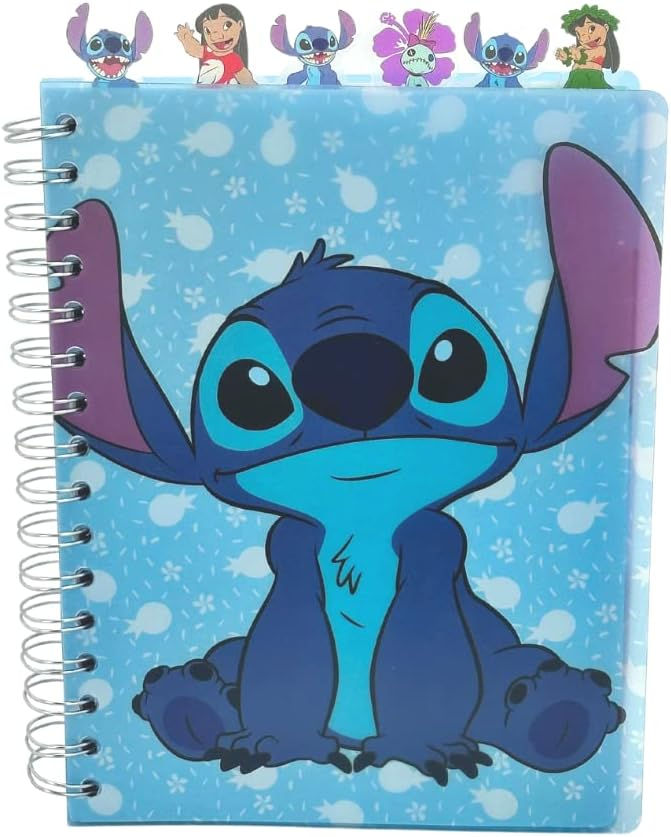 Disney Lilo and Stitch Tab Journal Notebook 144 Lined Pages Blue Cover Front View