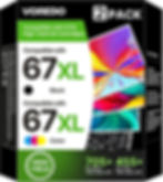 VOREDO HP 67XL Ink Cartridges Black and Color Combo Pack 2 Pack Front View