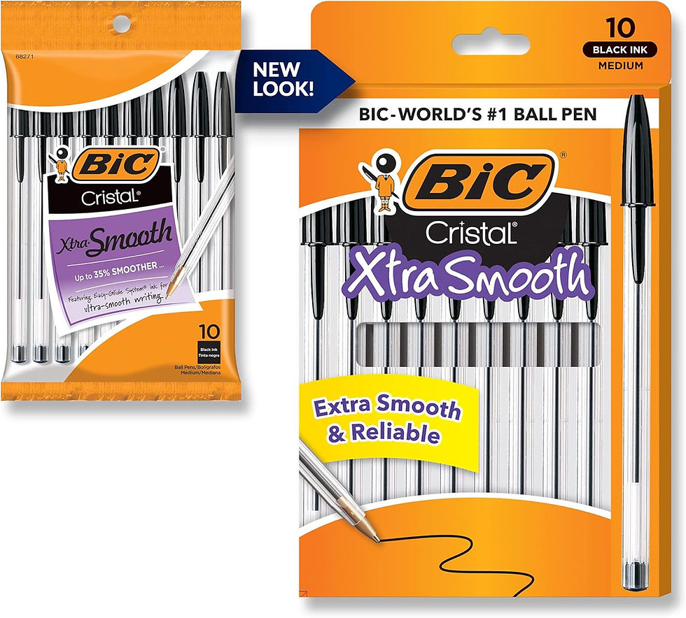 BIC Cristal Xtra Smooth Ballpoint Pen 10-Count Pack Black Ink Front View