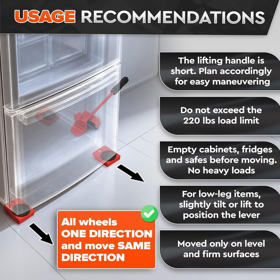 Red BURIUS Furniture Movers Kit with Sliders and Lifter Tool for Home and Office