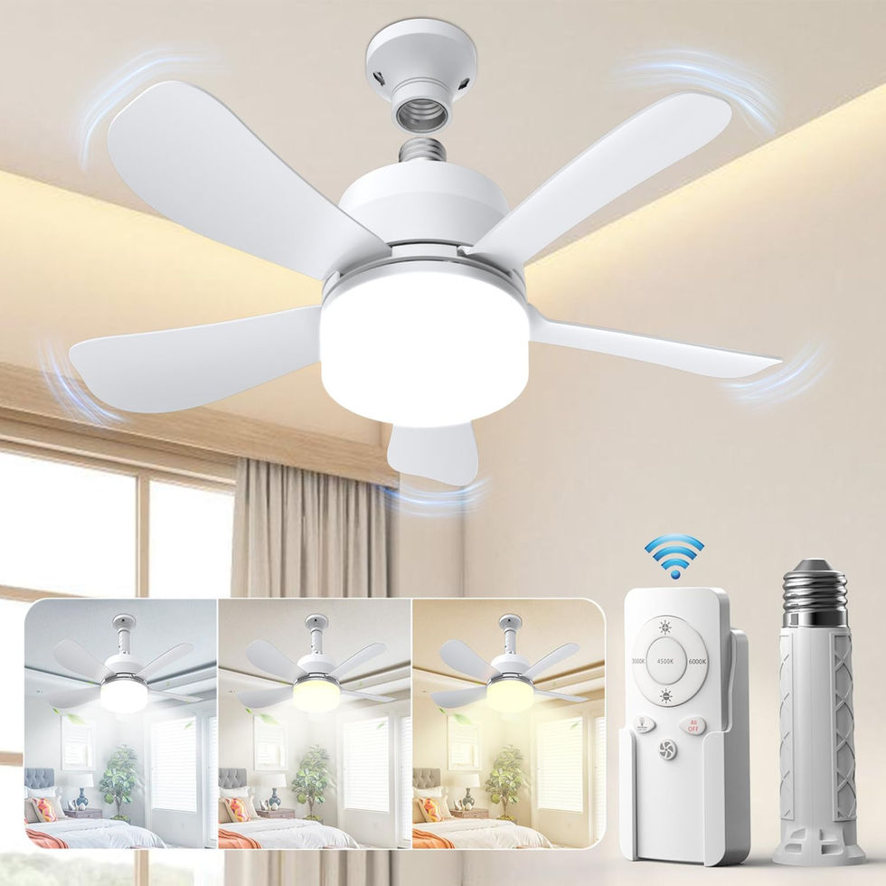 Eonini E26 Socket Ceiling Fan with Light and Remote Front View