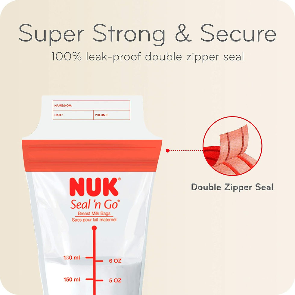 NUK BPA-Free Breast Milk Storage Bags Leak-Proof Double Zipper Packaging