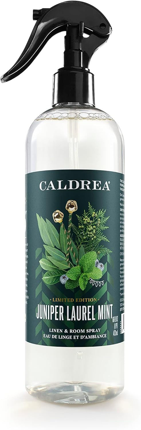 Caldrea Linen and Room Spray Juniper Laurel Mint 16 oz Bottle Front View