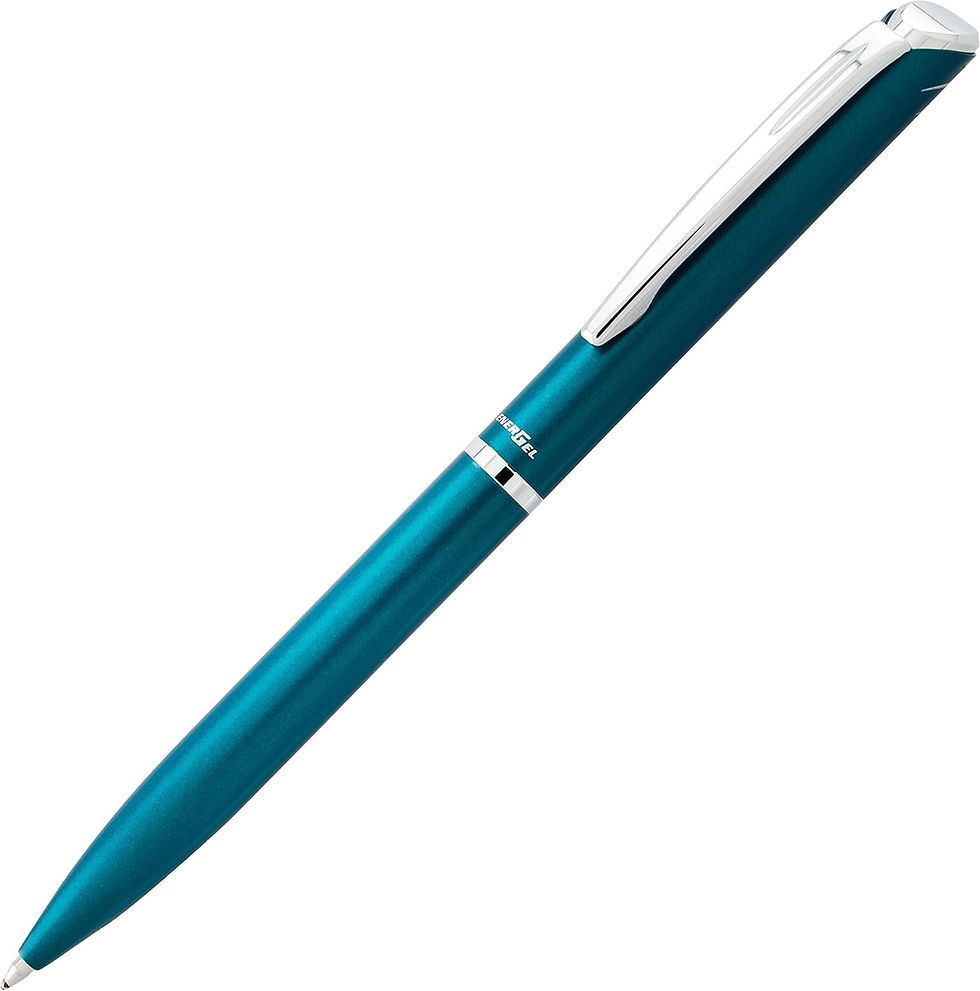 Pentel EnerGel Style Gel Pen 0.7mm Teal Blue Barrel Front View