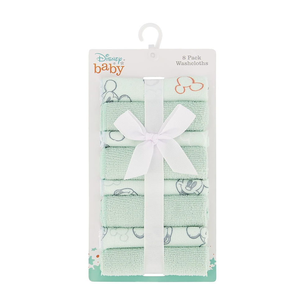 Disney Cudlie Baby Washcloths 8 Pack – Mickey Mouse Blue Microfiber Front View