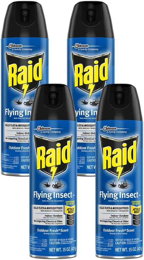 Raid Flying Insect Killer Spray 15 Ounce Pack of 4 – Front View