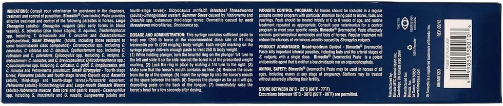 Bimectin 1.87% Ivermectin Oral Paste for Horses Retail Packaging