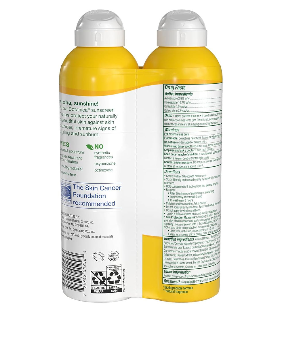 Alba Botanica Biodegradable Sunscreen Spray Twin Pack 5 fl oz Bottles Side View