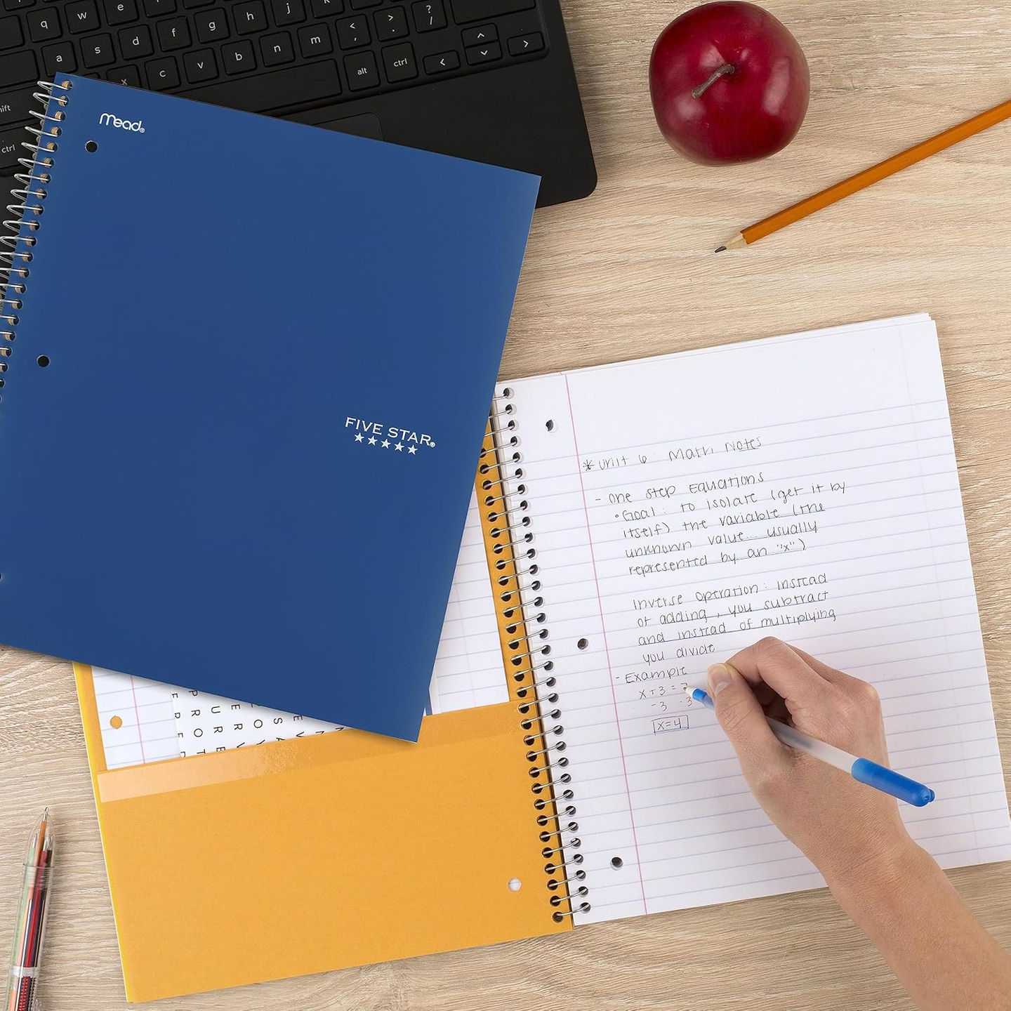 Five Star College Ruled Spiral Notebook Side Angle Water-Resistant Cover