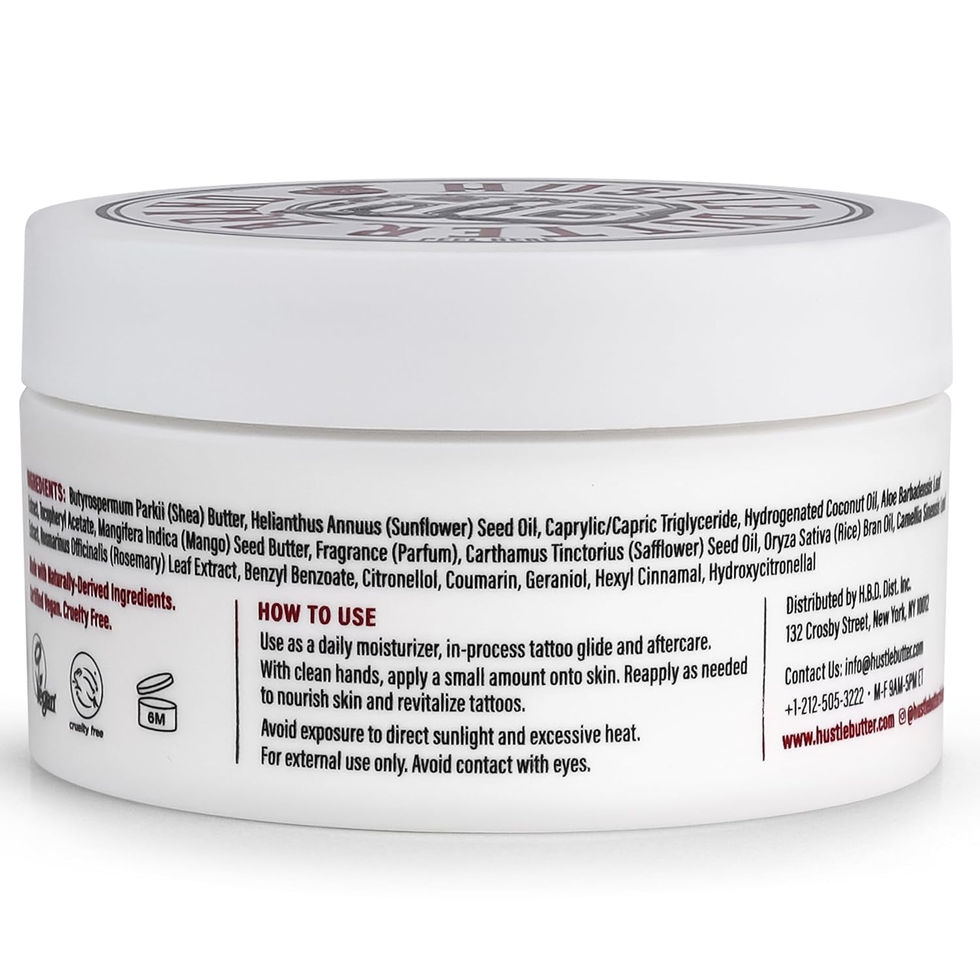 Hustle Butter Deluxe Tattoo Balm Open Jar Texture and Packaging Close-Up