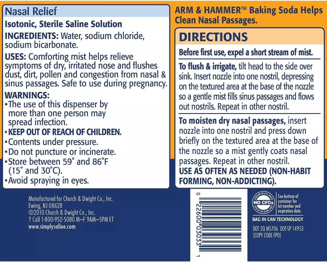Simply Saline Giant Size Nasal Spray Bottles by Arm & Hammer – Side Angle Image