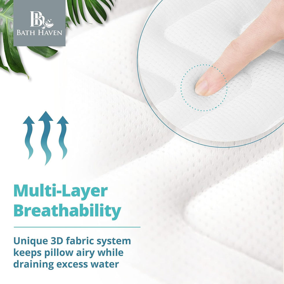 Luxury Bath Pillow for Neck and Back with Suction Cups on Bathtub