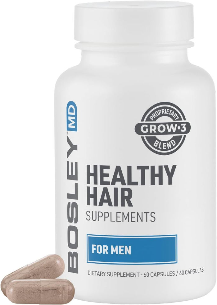 BosleyMD Men’s Healthy Hair Growth Supplements 60 Capsules Bottle Front View
