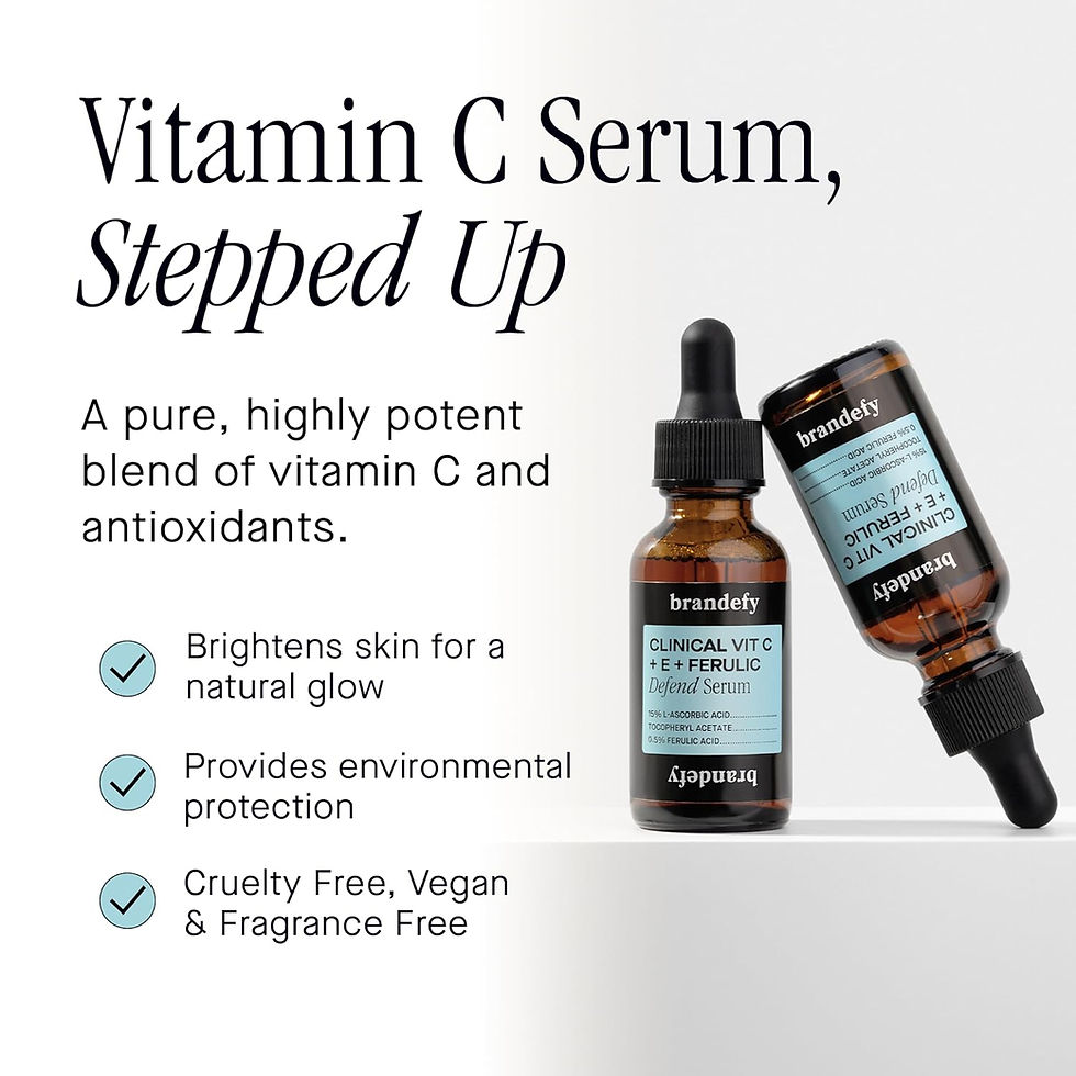 Brandefy Vitamin C Serum with Ferulic Acid and Vitamin E Dropper Bottle Side View