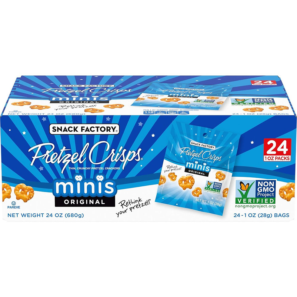 Snack Factory Pretzel Crisps Minis Original 24 Pack Box Front View