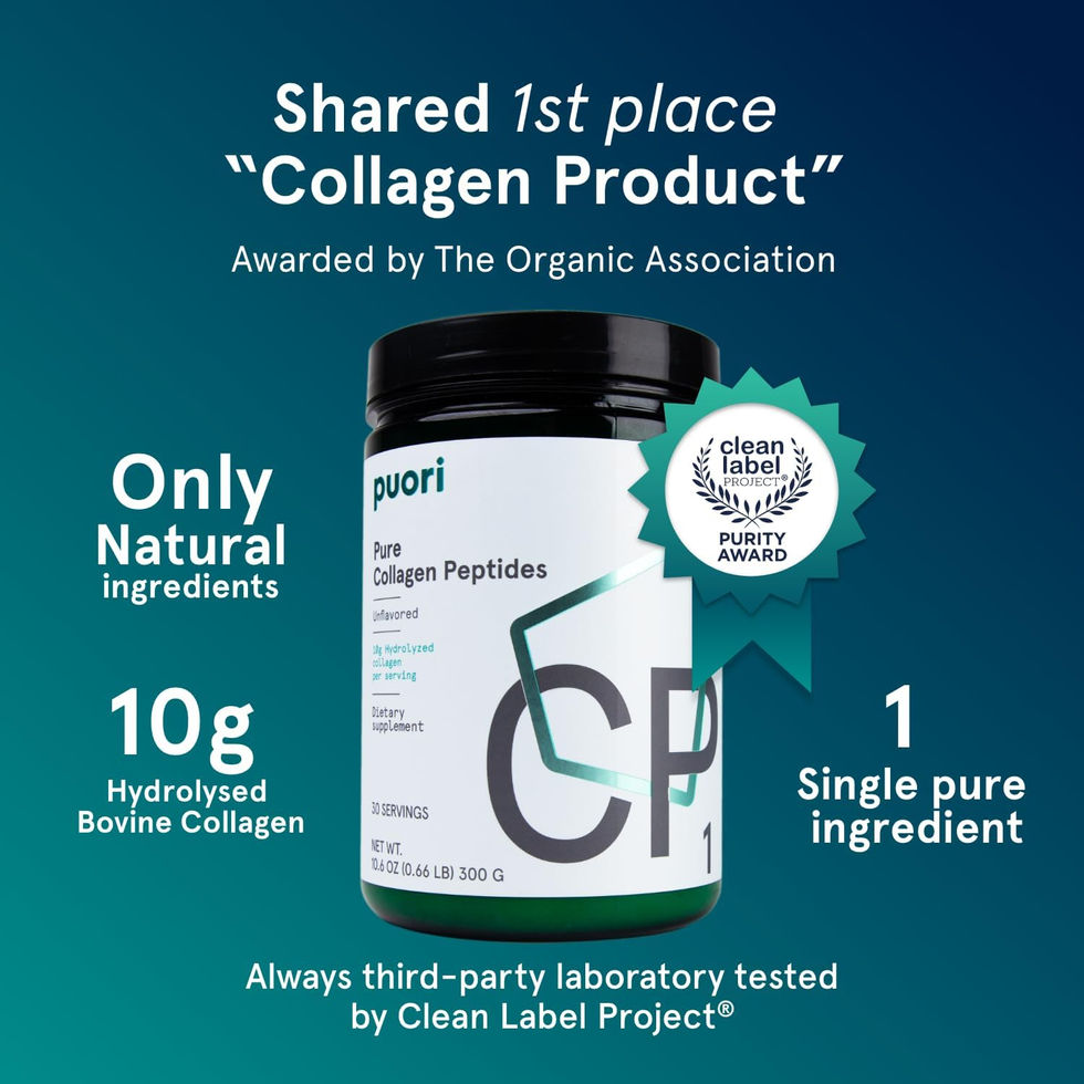 Puori CP1 Hydrolyzed Bovine Collagen Supplement Powder Packaging Side Angle